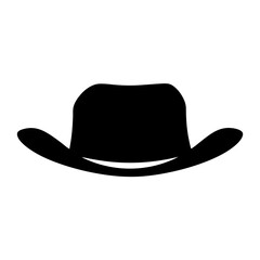A stylized black cowboy hat silhouette with distinctive brim and crown design