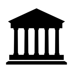 Fototapeta premium Silhouette of classical building with columns evokes government or university, black image