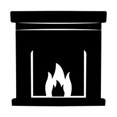 Monochrome depiction of a fireplace with fire, perfect for cozy ambiance