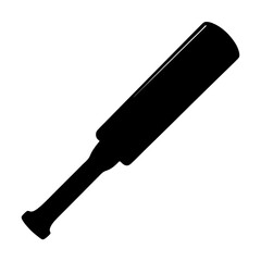 Simple Solid Black Silhouette Depiction of a Wooden Baseball Bat Object