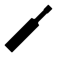 Simple Solid Black Silhouette Depiction of a Wooden Baseball Bat Object