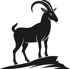 A cute goat, a white mammal with a horn, isolated as a vector illustration