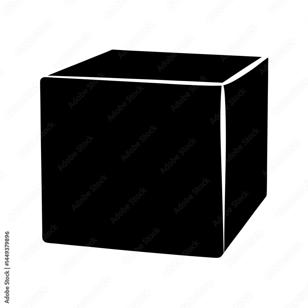 Poster isometric black cube three dimensional shape simple geometry visual graphic illustration