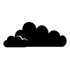 Ominous black cloud formation against a stark white background illustration