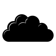 Simple Black Cloud with White Outline Isolated on a White Background