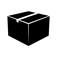 Monochrome Illustration of a Sealed Cardboard Box for Shipping and Storage