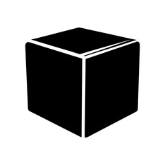 Solid black cube illustration with rounded edges and white line emphasis