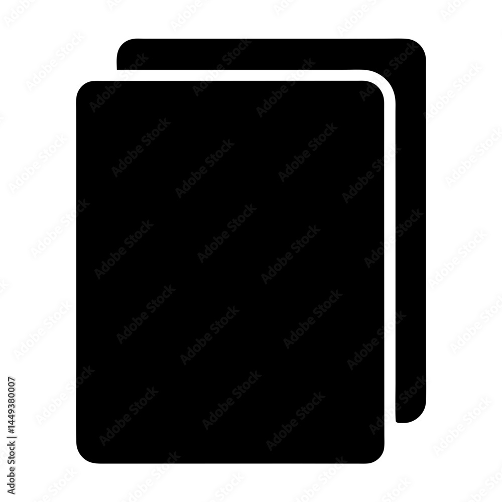 Poster stack of two black rectangular documents or pages with white borders