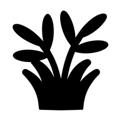 Obraz premium Stylized Silhouette of a Bush with Oval Leaves, Simple and Elegant Design