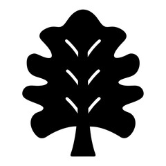 Stylized silhouette of a deciduous tree with distinct leaf venation pattern