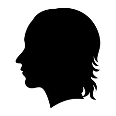Simple silhouette of a human head facing left with short layered hair