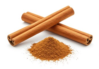 Fresh Cinnamon Sticks and Ground Powder Aromatic Spice Ingredient Food Warm Brown Sweet Baking