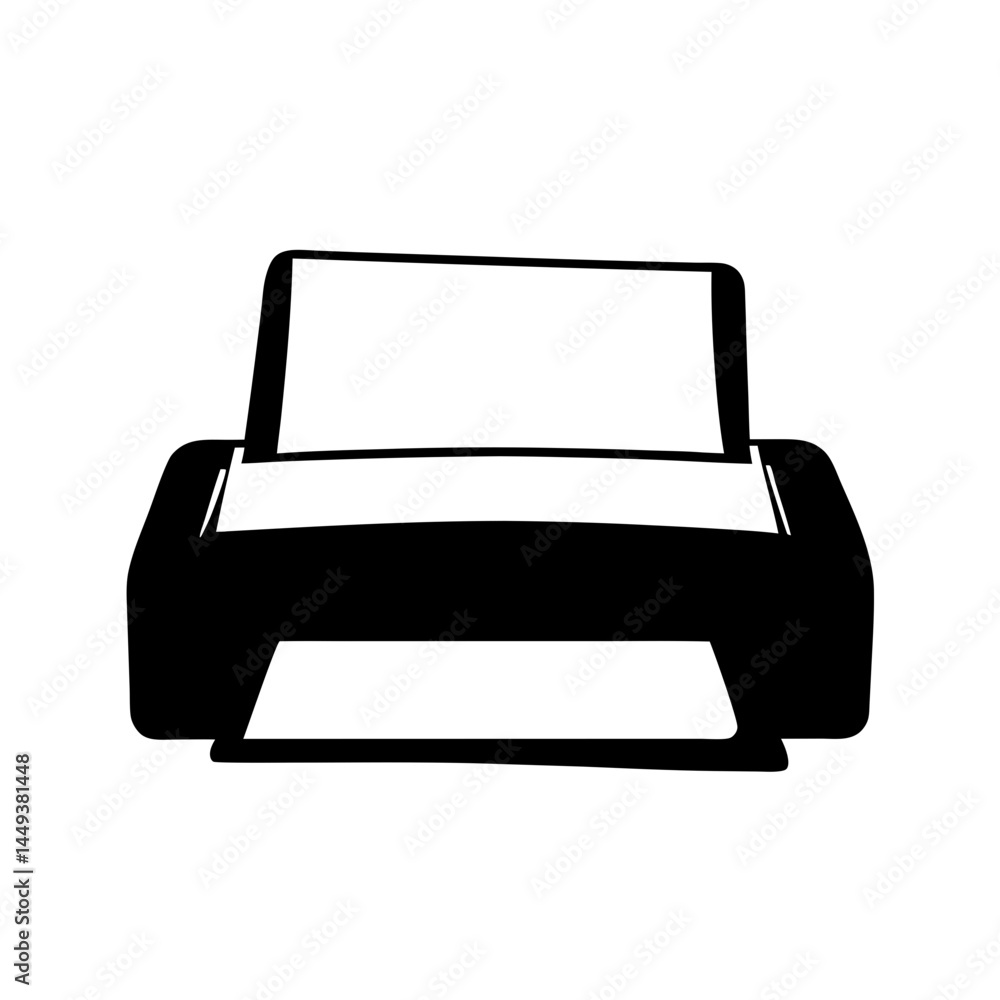 Aufkleber simple black and white vector image of a printer machine outline