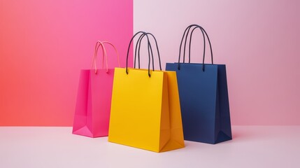Colorful paper shopping bags, ready for your designs.  Perfect for fashion or store advertising.

