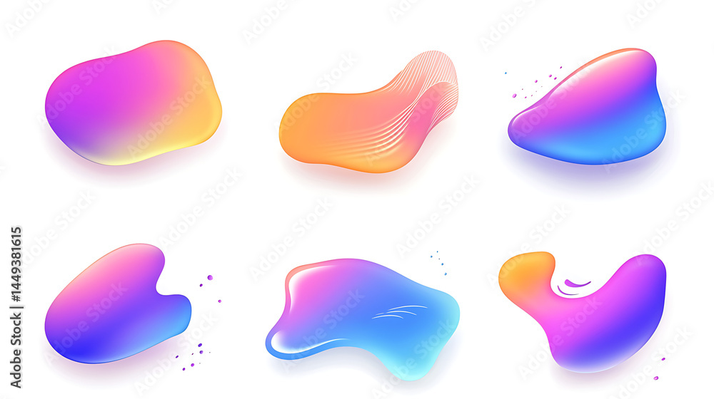 Poster a set of colorful blobs with a watery texture