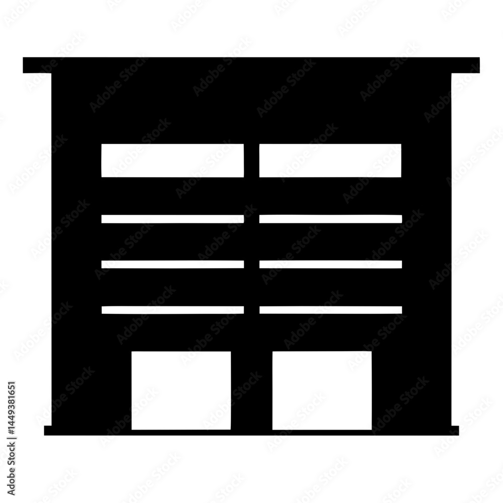 Aufkleber black and white geometric building structure with rectangular openings design