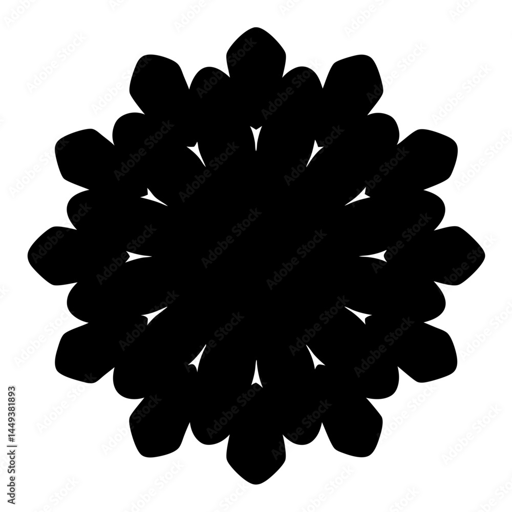 Poster geometric black and white floral abstract design with simple triangular shapes