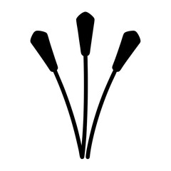 Abstract depiction of three plant stems converging at the base in black