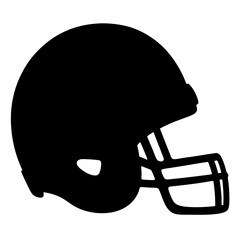 Silhouette of a football helmet with a face mask for sport