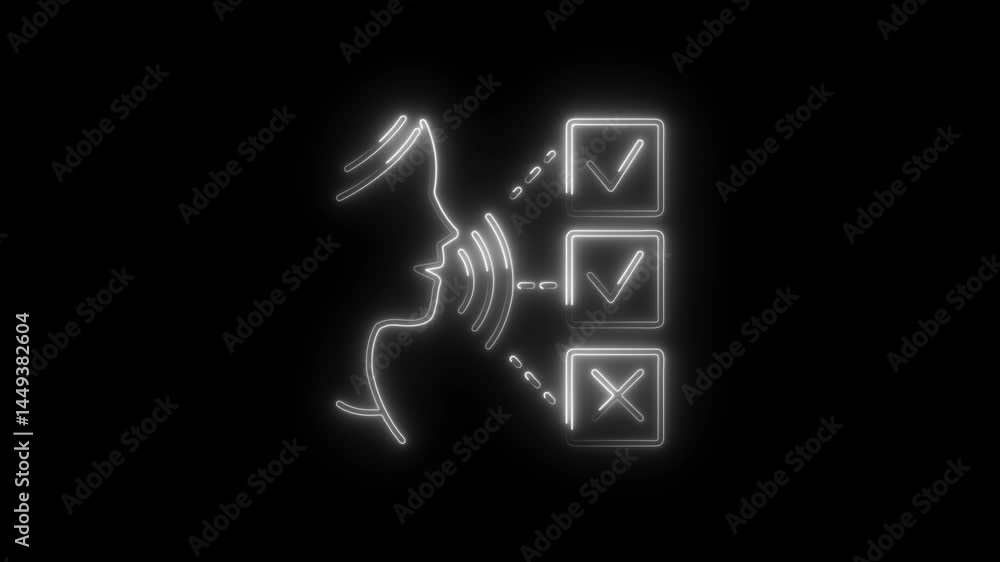 Aufkleber voice recognition with check and cross marks neon style
