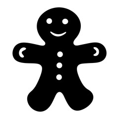 Simple black gingerbread man vector illustration for holiday season graphics