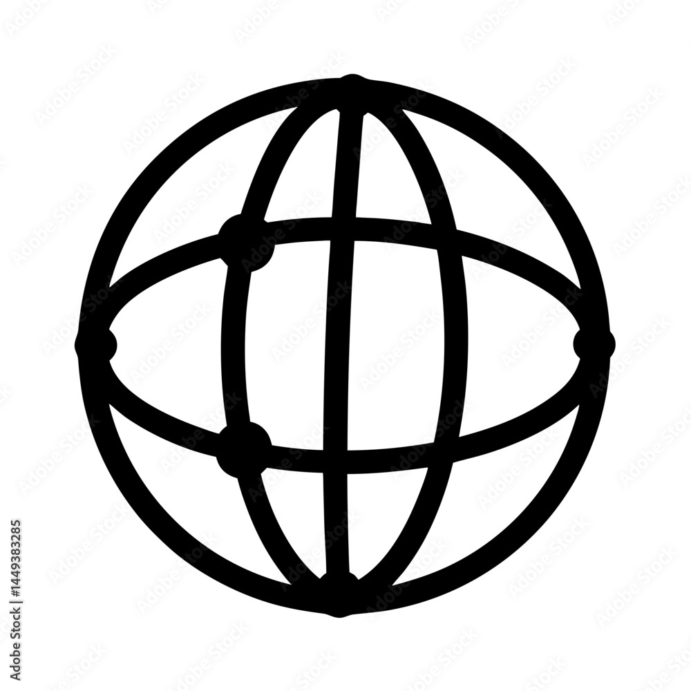Poster stylized globe icon showing connection points on a networked world concept
