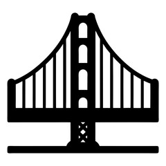 Simple black and white image of a suspension bridge icon design