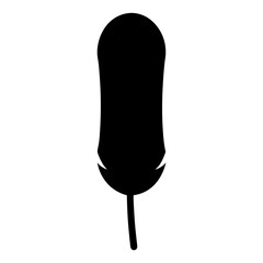 Simple black feather silhouette with a prominent stem and curved edges