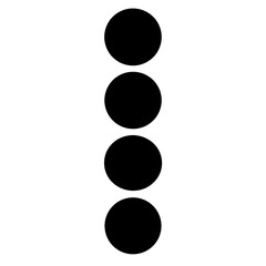 Four black circles aligned vertically on a white background, simple graphic design