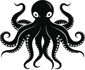 Octopus animal black silhouettes