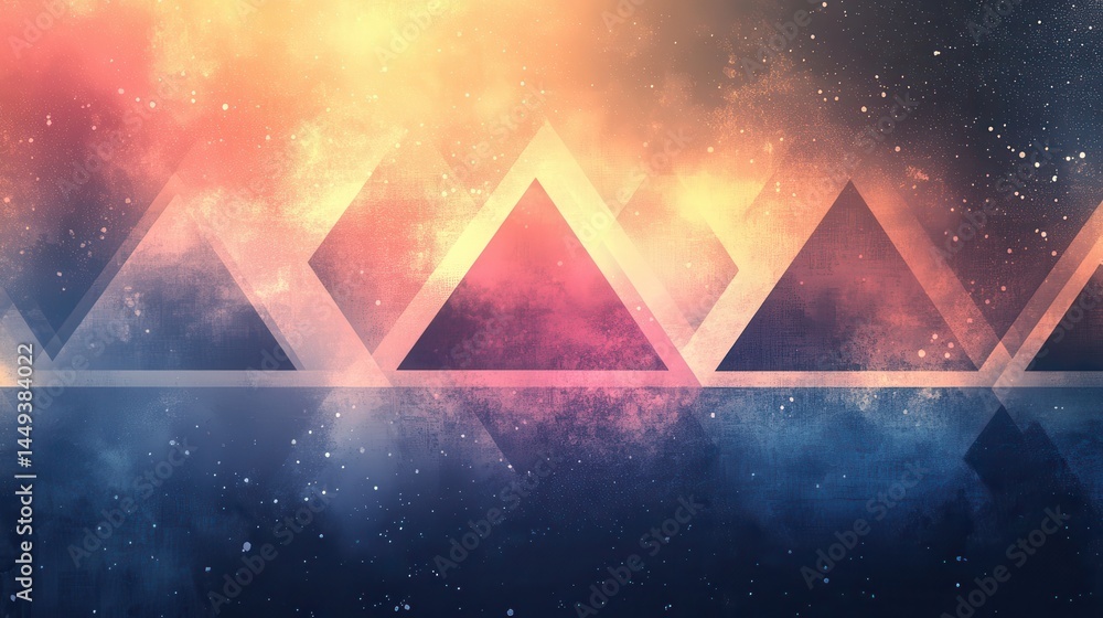 Poster abstract triangle design on a nebula background