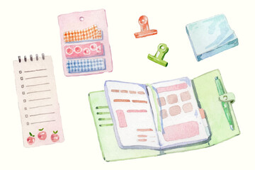 Watercolor bullet journal elements collection