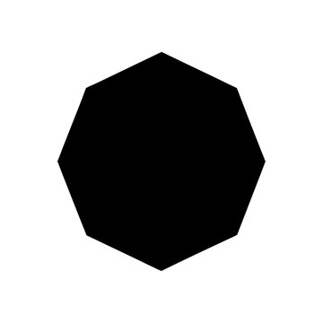 A black enneagon isolated on white background, a simple geometrical shape