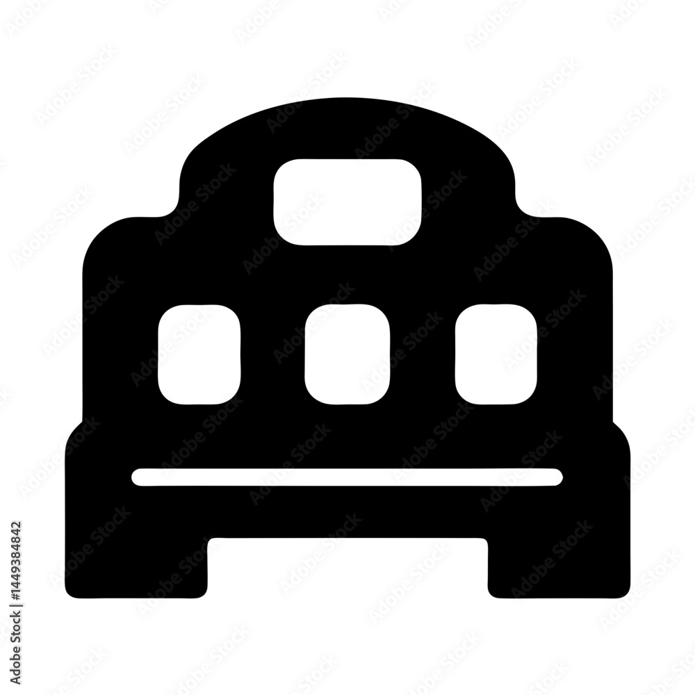 Poster stylized train carriage front view emphasizing windows and robust design elements