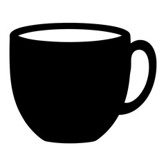 Simple silhouette of a coffee cup against a white background image