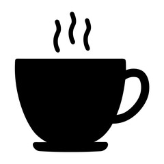 Stylized silhouette of a hot cup of coffee or tea beverage