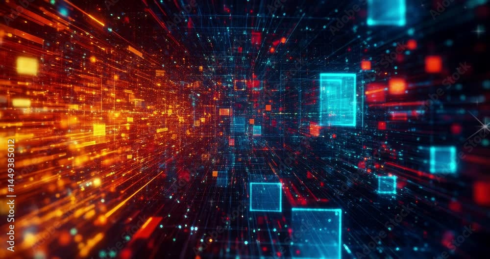Poster digital technology concept. cubes and digital connections. abstract background. abstract modern tech