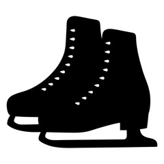 Pair of Ice Skates in Black Silhouette for Winter Sport Activities