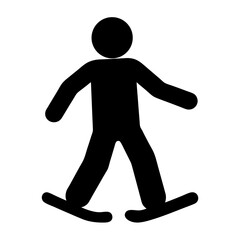 Stylized black silhouette of a walking person figure on white background