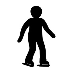 Silhouette of figure skater demonstrating ice skating skills on a white background