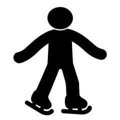 Silhouette of a person ice skating on a white background icon