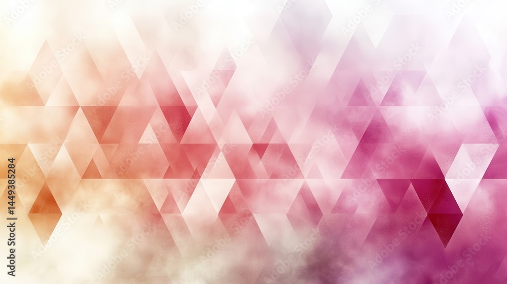 Poster abstract triangular shapes, soft colors, hazy texture