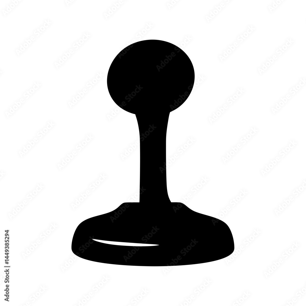 Poster simple black silhouette image of a control joystick with rounded top