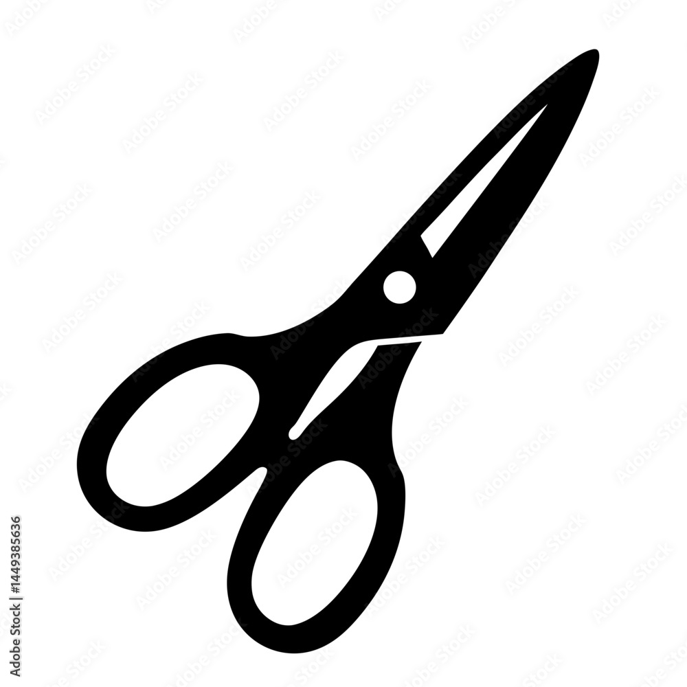 Poster elegant silhouette of open scissors on a clean white background image
