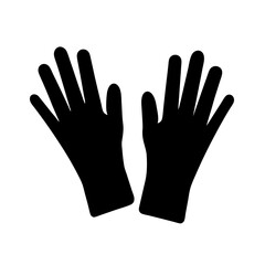 Two simple black hand gloves on a white background for protection