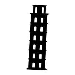 Silhouette of the Leaning Tower of Pisa, a famous Italian landmark