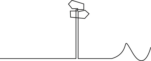 sign pointing in the direction of travel to places minimalist black linear design isolated on white 
background