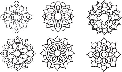 mandala pattern sheet. intricate black and white floral mandala designs.