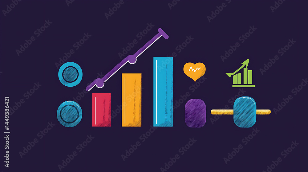 Poster a colorful chart with a heart and an arrow is displayed on a dark background