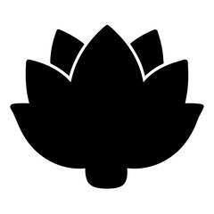 Black silhouette of lotus flower or water lily with pointed petals